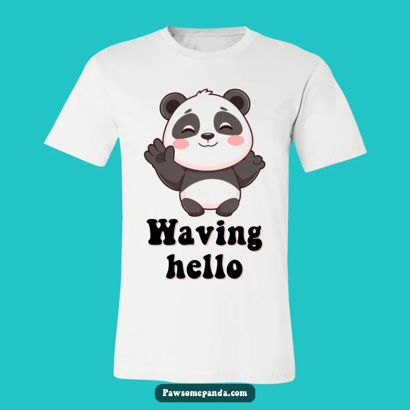 Funny Smiling Panda Happy Wave T-Shirt, a Whimsical Greeting Gift