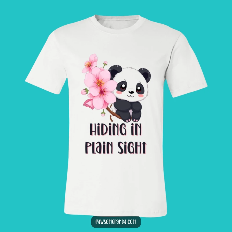 Funny Panda Blossom T-Shirt: Shy Panda Peek Design, Adorable Funny Gift