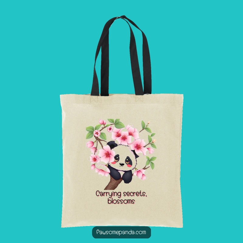 Funny Curious Panda Cherry Blossom Tote Bag - Carry Your Curiosity in Style