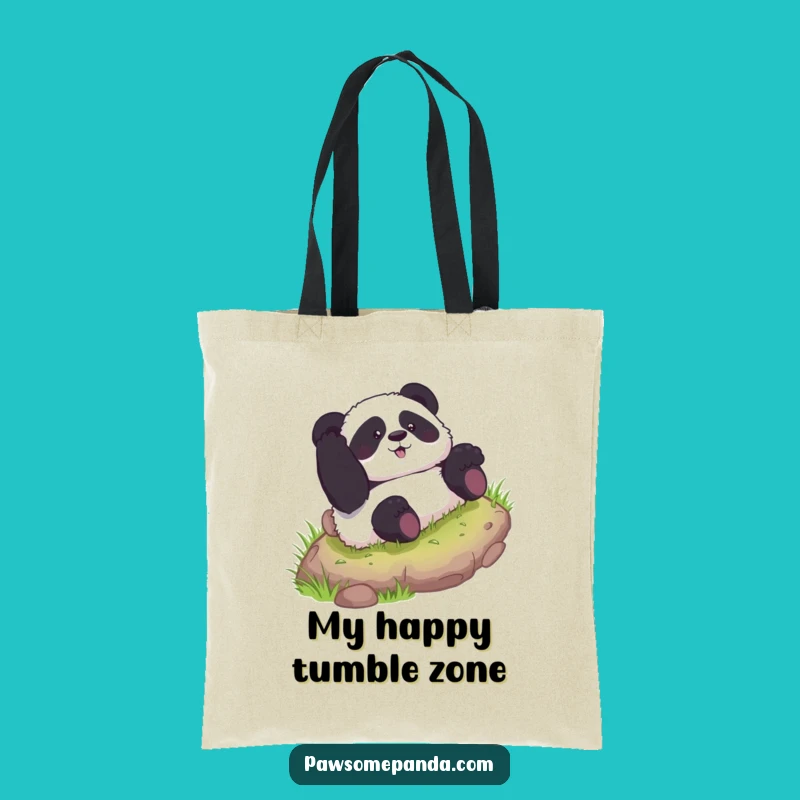 Funny Curious Panda Rolling Hill Tote Bag - Stylish & Hilarious Accessory