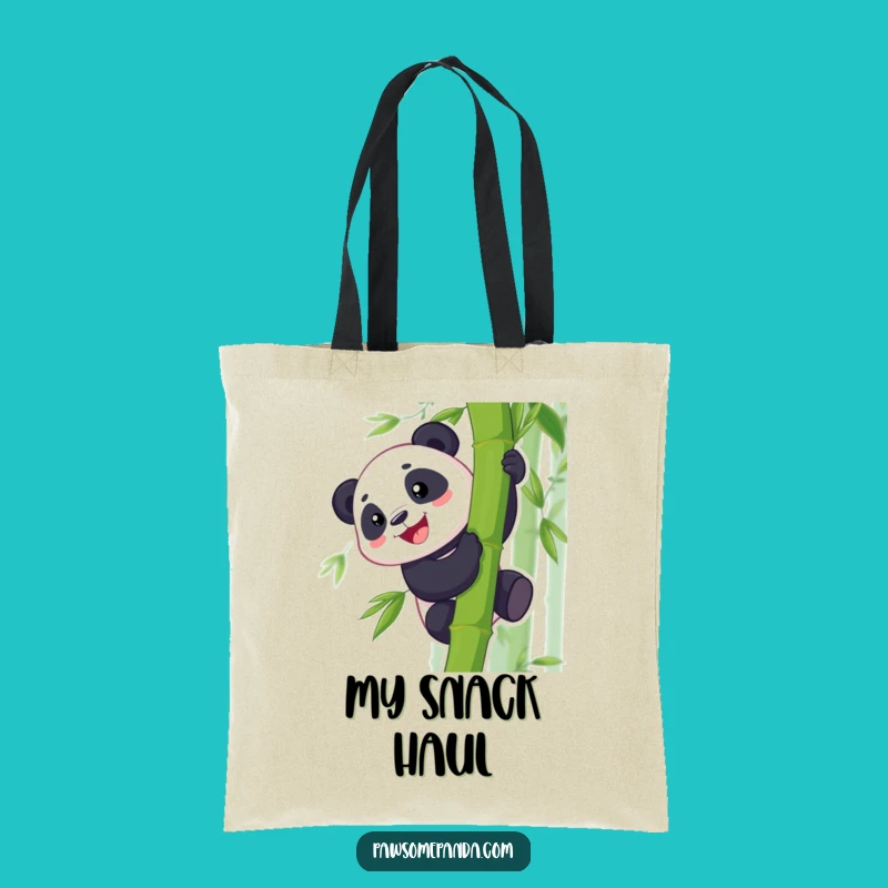 Funny Panda Bamboo Climb Tote Bag: Grinning Climber's Hilarious Carryall