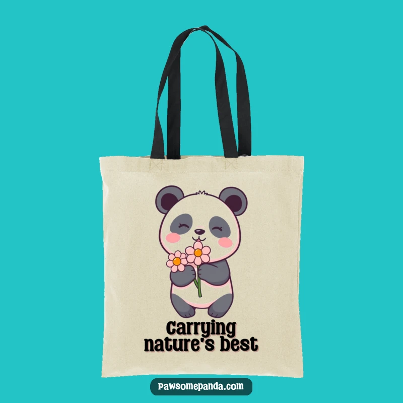 Funny Panda Flower Tote Bag: Carry Springtime Joy Everywhere