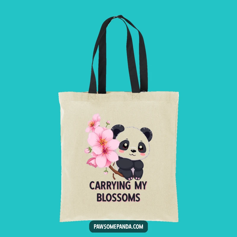 Funny Panda Tote Bag: Blossom Peek Carryall, Stylish Funny Gift Bag